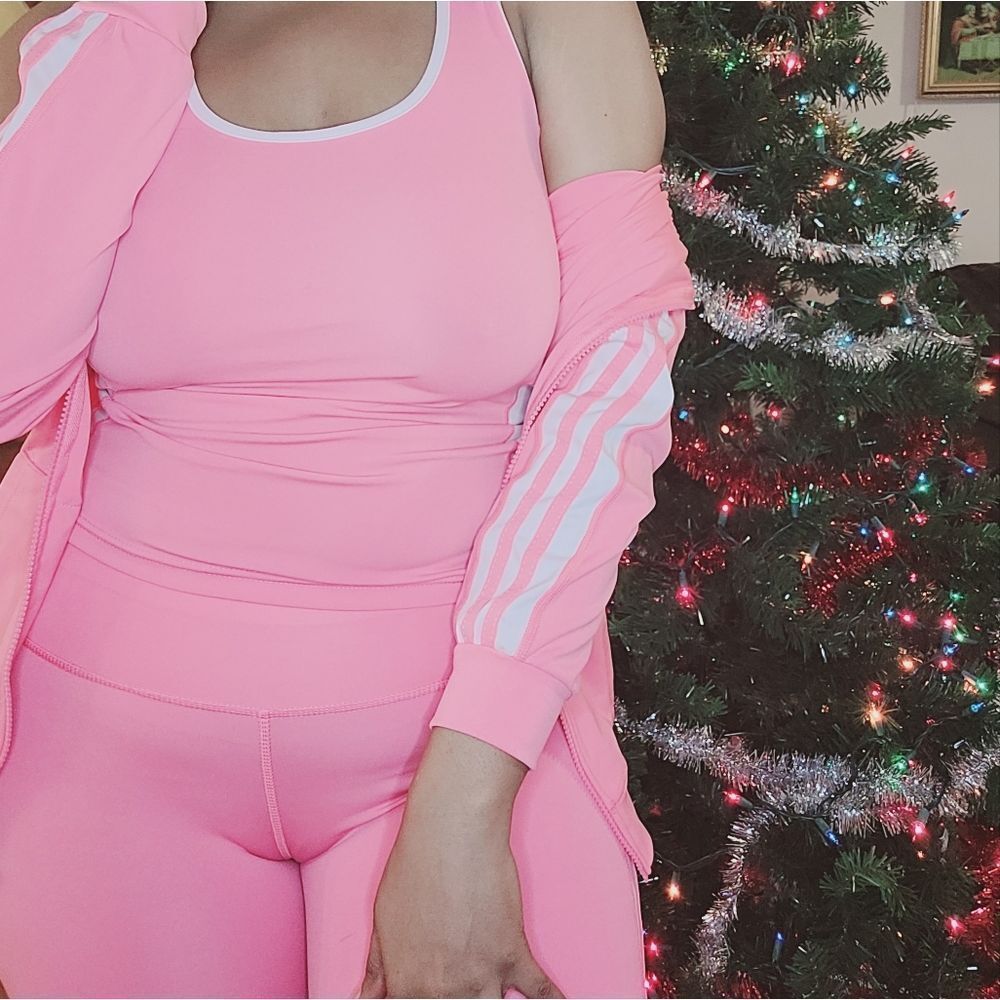 Pink & White Sports Wear Pants Set - Picture 2 of 4